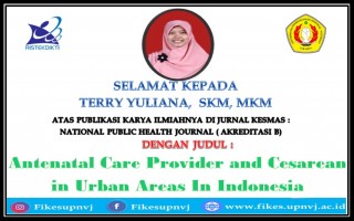 SELAMAT KEPADA TERRY YULIANA ATAS PUBLIKASI JURNAL ILMIAH DI JURNAL KESMAS :  NATIONAL PUBLIC HEALTH JOURNAL (AKREDITASI B)