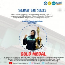 Selamat dan Sukses Kepada Mahasiswi  S1 Keperawatan Halena Chandra Callista Meraih Gold Medal Piala Kemenpora Cilacap Championship 1