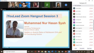 Webinar IYouLead Zoom Hangout Session 3 dengan tema Update on Anemia Status of  Adolescent Girls and its Contributing Factors