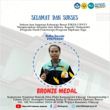 Selamat dan Sukses Kepada Mahasiswa D3 Fisioterapi  Ridho Davala  Meraih Bronze Medal (Tanding) Piala Kemenpora Cilacap Championship 1