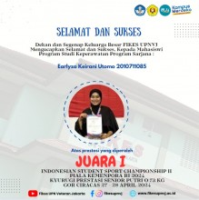 Selamat dan Sukses Kepada Earlyza Keirani Utomo Atas Peraihan Juara 1 Indonesian Student Sport Championship II Piala KEMENPORA 2024
