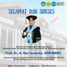 Congratulations and Success to Prof. Dr. A. Heri Iswanto, SKM, MARS For achieving the title of Professor / Professor