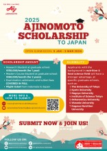 Informasi Beasiswa Ajinomoto untuk program Master (S2) ke Jepang Tahun 2025