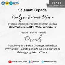 Selamat Kepada  Earlyza Keirani Utomo  berhasil Meraih Perak dalam kompetisi Pekan Olahraga Mahasiswa Provinsi DKI Jakarta