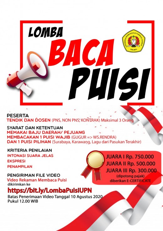 Lomba Baca Puisi Hut Ke 75 Fakultas Ilmu Kesehatan Universitas Pembangunan Nasional Veteran Jakarta