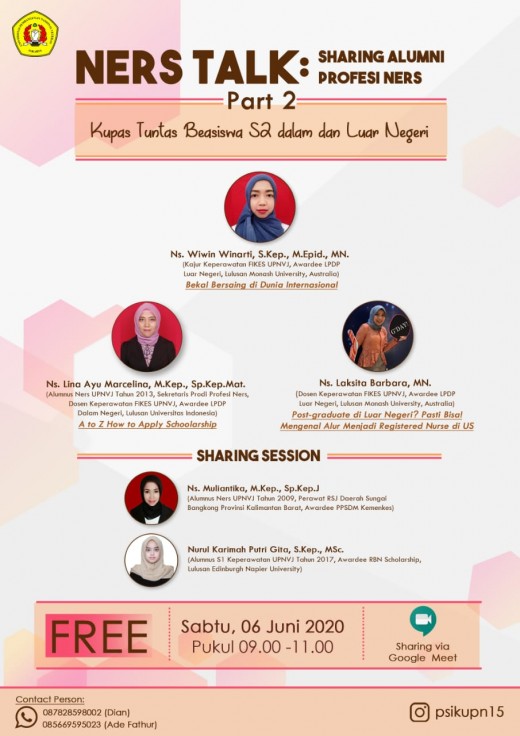 Sharing Alumni Profesi Ners Part 2 Kupas Tuntas Beasiswa S2 Di Dalam Dan Di Luar Negeri - Fakultas Ilmu Kesehatan - Universitas Pembangunan Nasional Veteran Jakarta